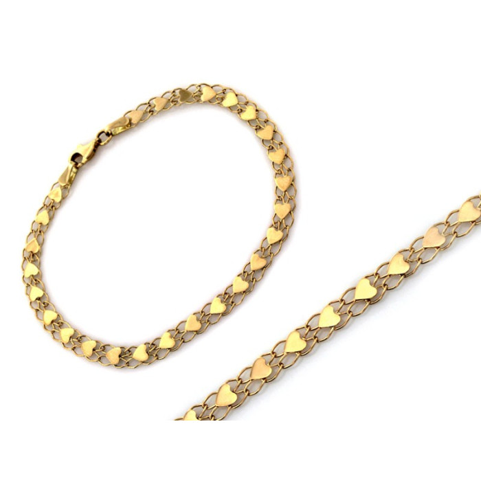 Złota bransoletka z sercami na dłoni długość 18cm 585 14k