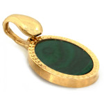 Złota zawieszka owalna z malachitem próba 585 elegancka 14k