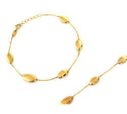 Złota bransoletka owalne elementy na łańcuszku 19 cm próba 375 9k