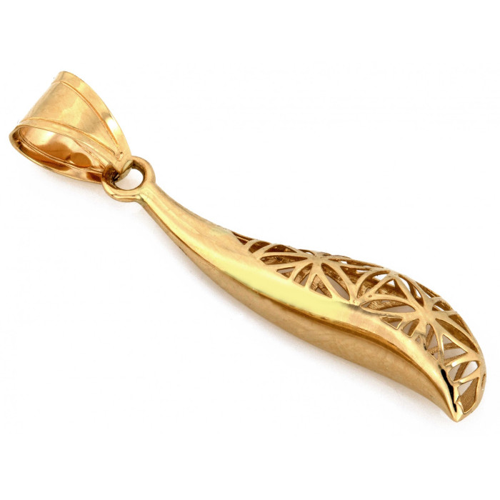 Złota zawieszka długa sztywna błyszcząca próba 585 elegancka Złota zawieszka długa sztywna błyszcząca próba 585 elegancka