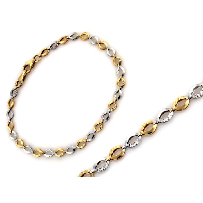 Złota dwukolorowa bransoletka diamentowana z próba 375 luksusowy design Złota dwukolorowa bransoletka diamentowana z próba 375 luksusowy design