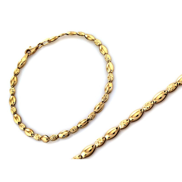 Delikatna złota bransoletka 375 z kulek żółtego złota długość 19 cm Delikatna złota bransoletka 375 z kulek żółtego złota długość 19 cm