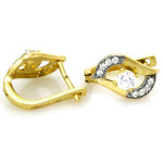 Złote kolczyki z cyrkoniami 585 elegancka para z białym złotem 14k