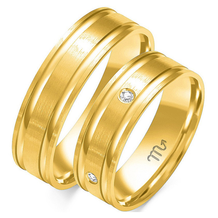 Obrączka z diamentami ślubna grawerowana złota 585 Obrączka z diamentami ślubna grawerowana złota 585