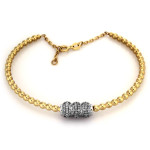 Złota bransoletka bangle z cyrkoniami 585 wyrafinowana