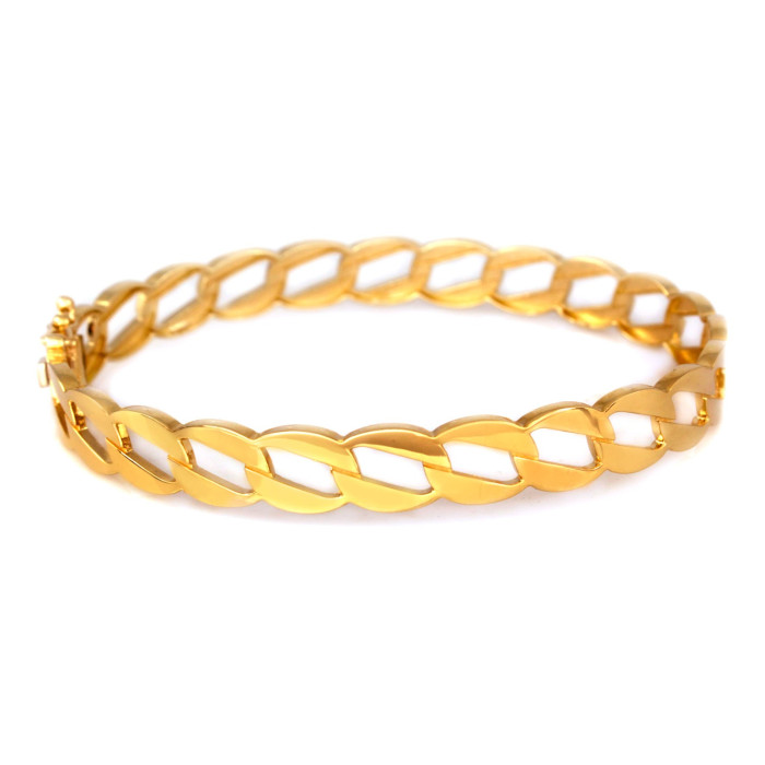 Gruba złota bransoletka sztywna bangle z próbą 585 elegancki dodatek na co dzień
