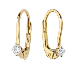 Złote kolczyki 585 z naturalnymi diamentami 0,08ct