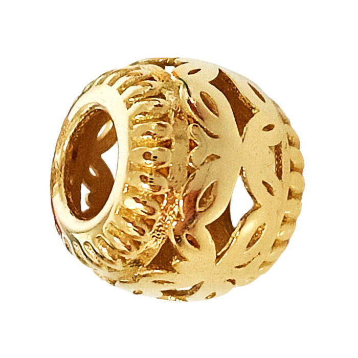 Złoty beads 585 ażurowa przywieszka ze złota z motylkiem 14kt do bransoletki Złoty beads 585 ażurowa przywieszka ze złota z motylkiem 14kt do bransoletki