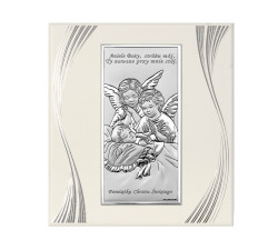SREBRNY OBRAZ 925 ANIOŁKI W RAMCE 14x15cm PREZENT