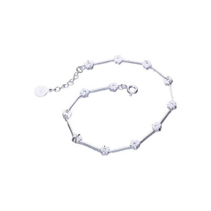 Srebrna bransoletka 925 diamentowana z kwiatkami Srebrna bransoletka 925 diamentowana z kwiatkami