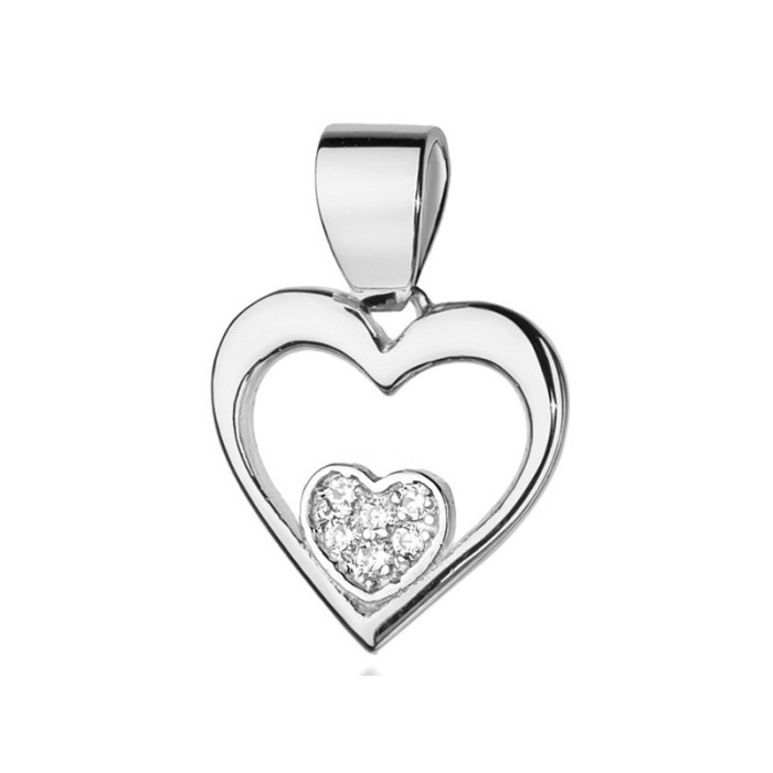 Złota przywieszka 585 białe złoto serce diamenty Złota przywieszka 585 białe złoto serce diamenty
