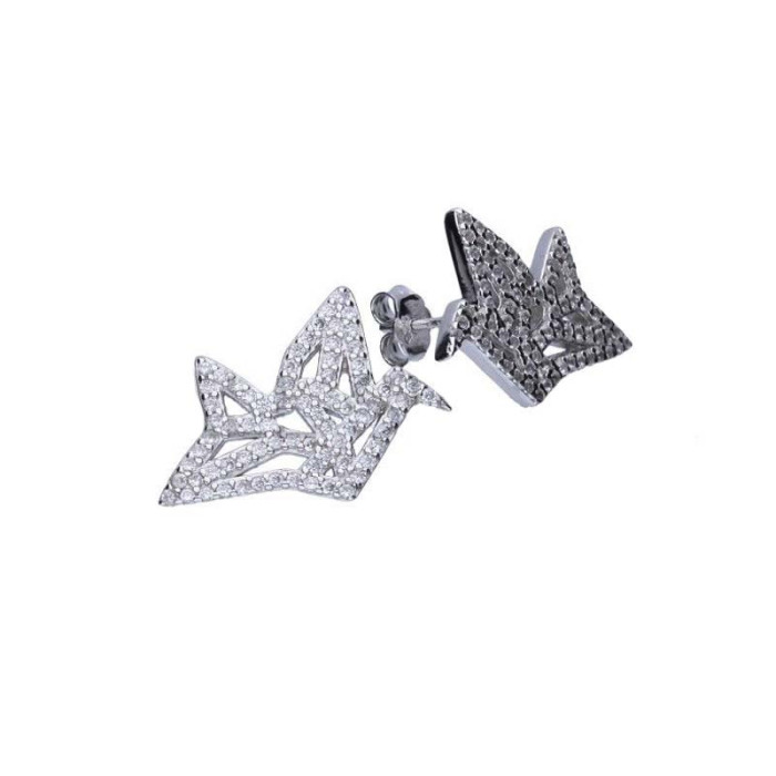 Srebrne kolczyki 925 ptaszek origami 3,78g Srebrne kolczyki 925 ptaszek origami 3,78g