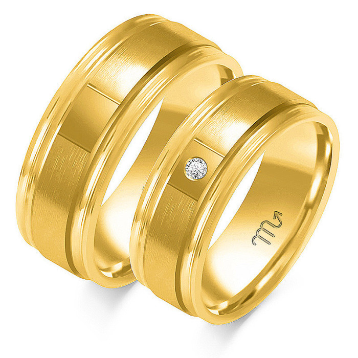 Obrączka z diamentami ślubna grawerowana złota 585 Obrączka z diamentami ślubna grawerowana złota 585