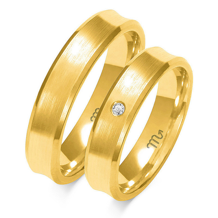Obrączka z diamentami ślubna grawerowana złota 585 Obrączka z diamentami ślubna grawerowana złota 585