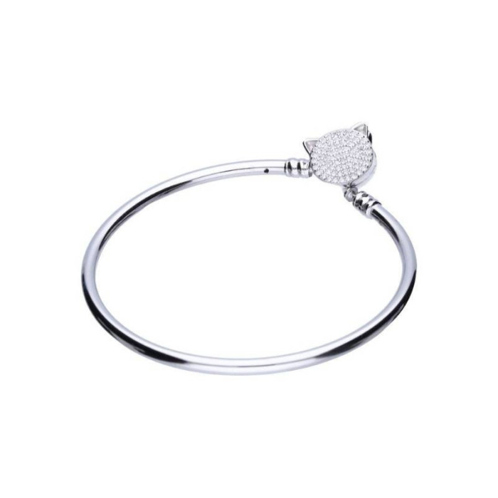 Srebrna bransoletka 925 bangle z kotem Srebrna bransoletka 925 bangle z kotem