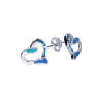 Srebrne kolczyki 925 sztyft Serduszko opal 1,60g
