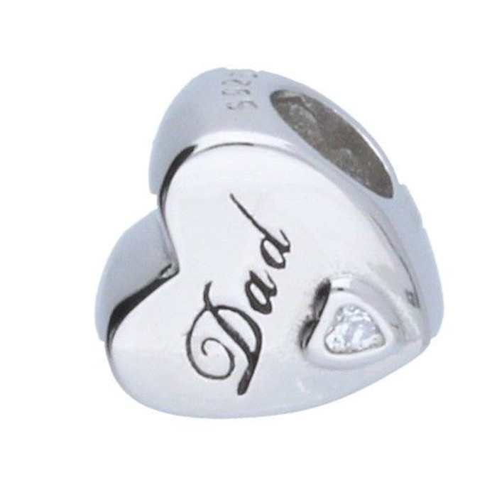 Srebrna zawieszka 925 bead serce napis dad 2,44g Srebrna zawieszka 925 bead serce napis dad 2,44g