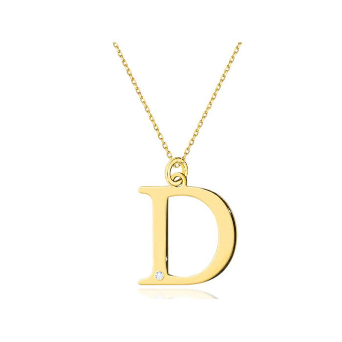 Złoty naszyjnik 585 literka D z diamentami 0,95g Złoty naszyjnik 585 literka D z diamentami 0,95g