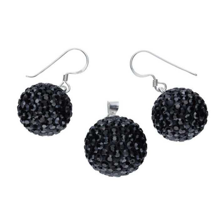 Srebrny komplet 925 kuleczki z kryształkami 17,50g Srebrny komplet 925 kuleczki z kryształkami 17,50g