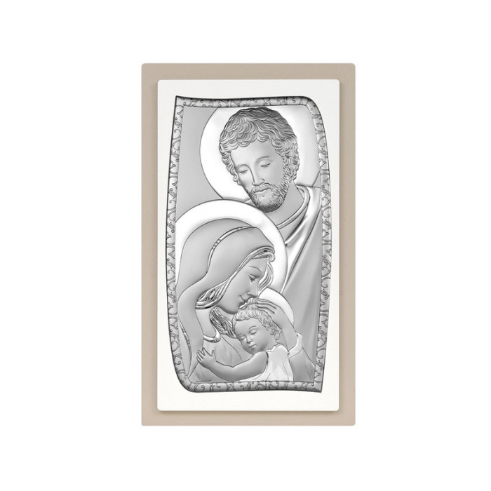 SREBRNY OBRAZ 925 ŚWIĘTA RODZINA RAMKA GRAWER 13x22cm