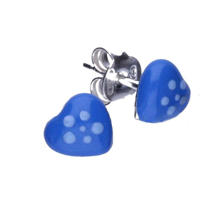Srebrne kolczyki 925 niebieskie serduszka 0,60g Srebrne kolczyki 925 niebieskie serduszka 0,60g