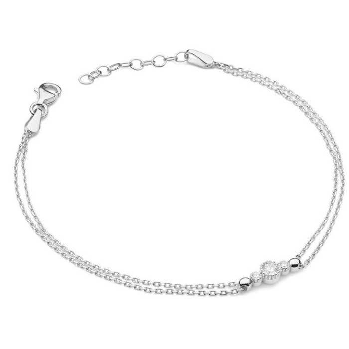 Złota bransoletka białe złoto 585 kuleczki diamenty 1,80 g