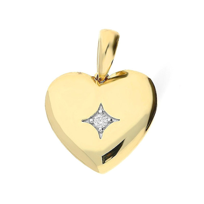 ZŁOTA ZAWIESZKA SERCE Z DIAMENTEM 585 PREZENT ZŁOTA ZAWIESZKA SERCE Z DIAMENTEM 585 PREZENT