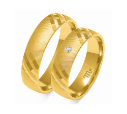 Obrączka złota na ślub 14k 585 z diamentami