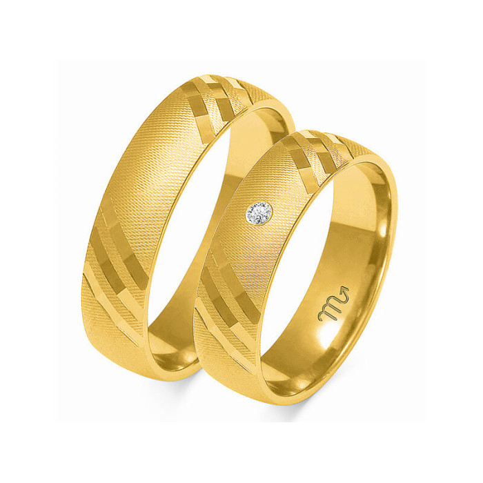 Obrączka złota na ślub 14k 585 z diamentami Obrączka złota na ślub 14k 585 z diamentami