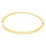 Złota bransoletka 375 bangle cyrkonie kwadraciki 4,7g