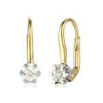 Złote angielskie kolczyki 585 z diamentami brylant 0,11ct