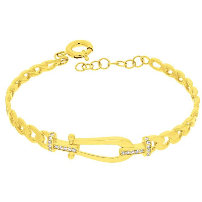 Złota bransoletka 585 PLECIONA KLAMRA CYRKONIE 10,79g Złota bransoletka 585 PLECIONA KLAMRA CYRKONIE 10,79g
