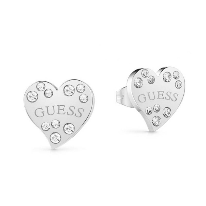 Kolczyki GUESS serduszka z cyrkoniami Carryover biała stal chirurgiczna Kolczyki GUESS serduszka z cyrkoniami Carryover biała stal chirurgiczna