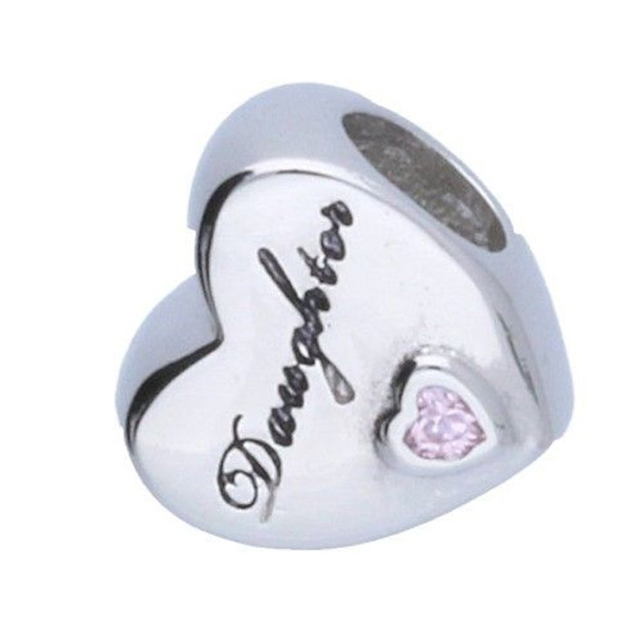 Srebrna zawieszka 925 bead serce napis: daughter 2,37g Srebrna zawieszka 925 bead serce napis: daughter 2,37g