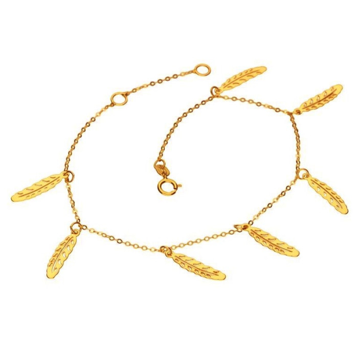 Złota bransoletka 333 Z ZAWIESZKAMI PIÓRKA 1,15g Złota bransoletka 333 Z ZAWIESZKAMI PIÓRKA 1,15g