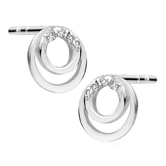 Kolczyki ze złota białego 585 ringi diamenty s Kolczyki ze złota białego 585 ringi diamenty s