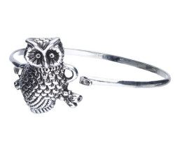 Srebrna bransoletka sztywna bangle 925 elegancki wzór z sową 12,00g sowa na prezent