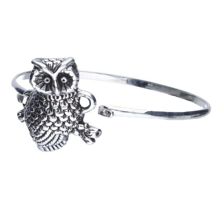 Srebrna bransoletka sztywna bangle 925 elegancki wzór z sową 12,00g sowa na prezent Srebrna bransoletka sztywna bangle 925 elegancki wzór z sową 12,00g sowa na prezent