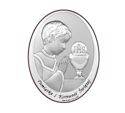 SREBRNY OBRAZ 925 PAMIĄTKA I KOMUNII ŚW. 13x18cm PREZENT