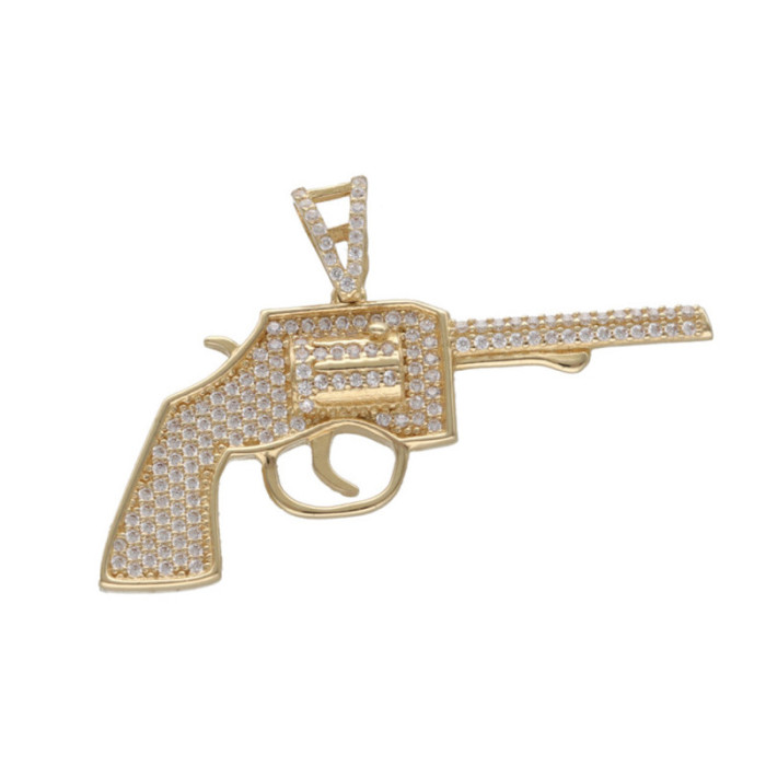 Złota zawieszka 585 pistolet z cyrkoniami 4,59 g Złota zawieszka 585 pistolet z cyrkoniami 4,59 g