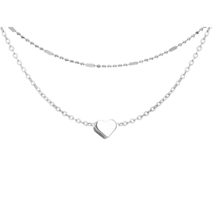 Naszyjnik choker z podwójnym łańcuszkiem serce na łańcuszku ankier z migdałami Naszyjnik choker z podwójnym łańcuszkiem serce na łańcuszku ankier z migdałami