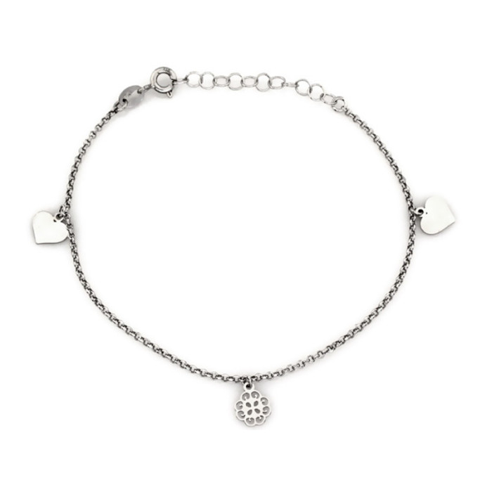 Srebrna bransoletka 925 z zawieszkami 1,38 g Srebrna bransoletka 925 z zawieszkami 1,38 g