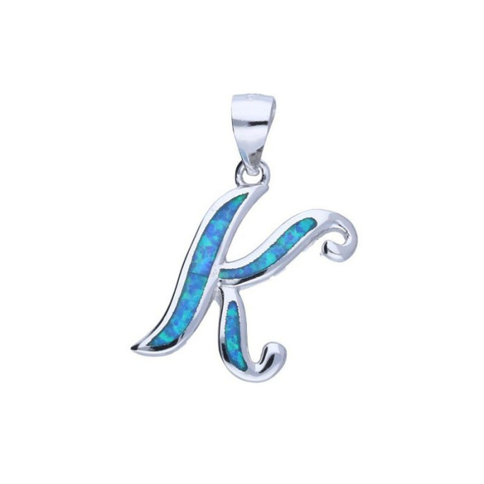 Srebrna zawieszka 925 niebieska literka K 1,54g Srebrna zawieszka 925 niebieska literka K 1,54g