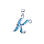Srebrna zawieszka 925 niebieska literka K 1,54g