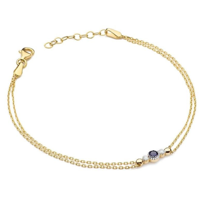 Złota bransoletka 585 z diamentami i szafirem 1,70 g Złota bransoletka 585 z diamentami i szafirem 1,70 g
