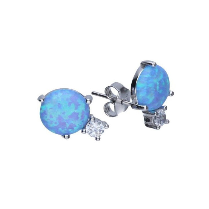Srebrne kolczyki 925 niebieski opal i cyrkonia 1,72g Srebrne kolczyki 925 niebieski opal i cyrkonia 1,72g