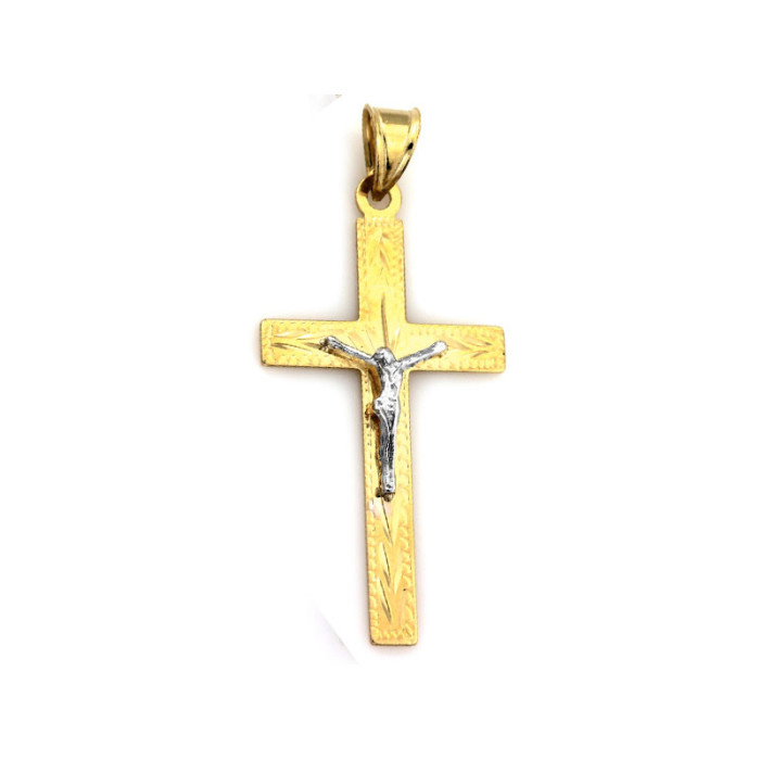 Złoty krzyż 585 Jezus Chrystus białe złoto 1.34g Złoty krzyż 585 Jezus Chrystus białe złoto 1.34g