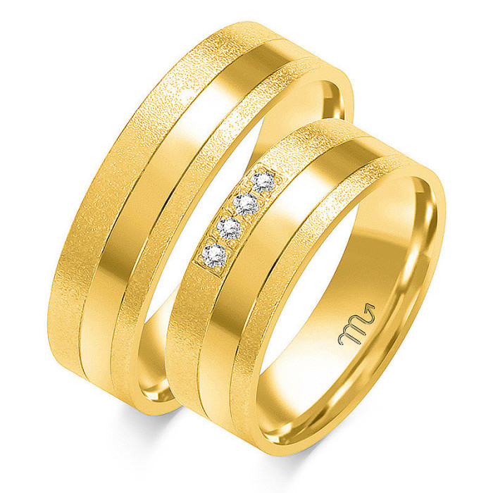Obrączka z diamentami ślubna grawerowana złota 585 Obrączka z diamentami ślubna grawerowana złota 585
