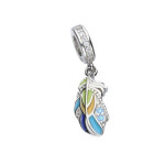 Srebrna zawieszka 925 bead kolorowe piórka 2,44g
