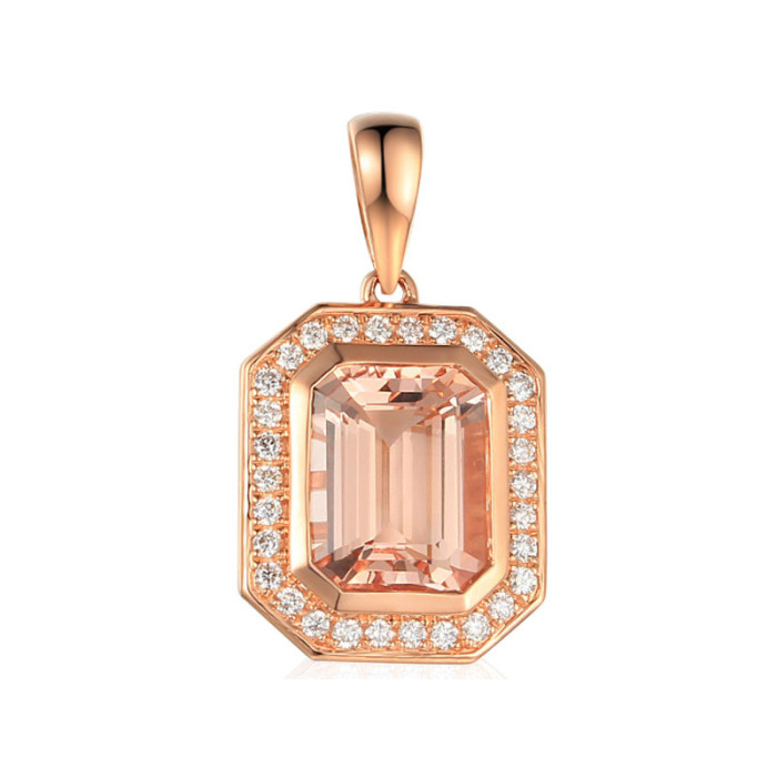 Złota elegancka przywieszka 585 z brylantami morganit Złota elegancka przywieszka 585 z brylantami morganit